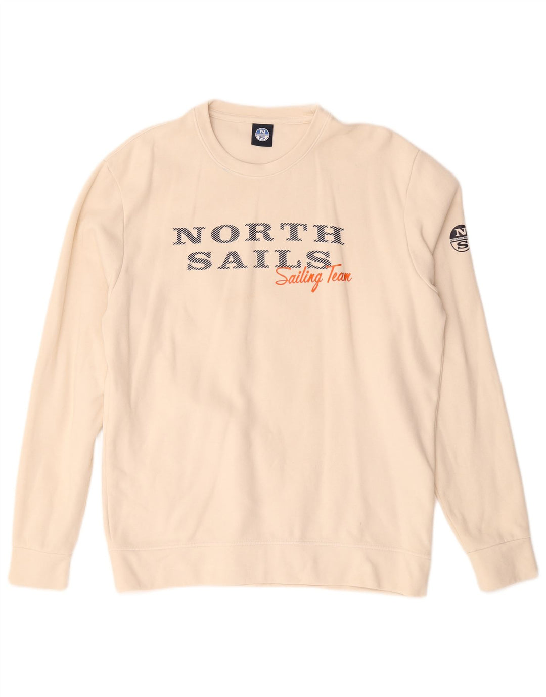 North Sails Mens Graphic Sweatshirt Jumper XL Off White Cotton