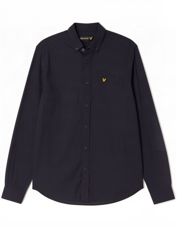 Lyle & Scott Mens Shirt Medium Navy Blue Spotted Cotton