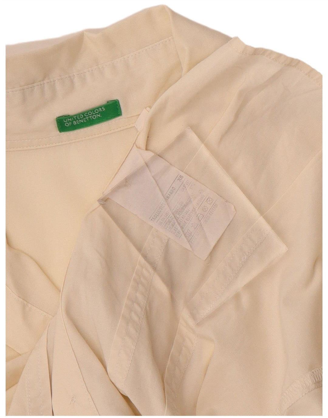 Benetton Womens Formal Shirt UK 6 XS Off White Cotton