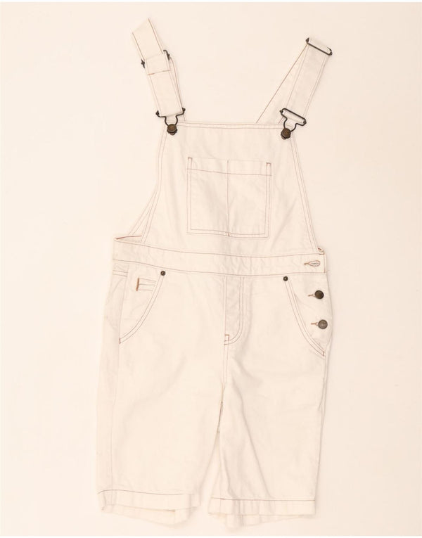 White Stuff Womens Dungarees Shorts UK 8 Small W30  White Cotton