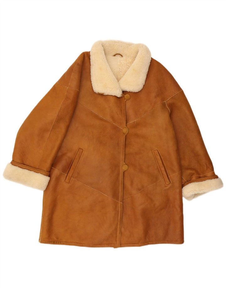 HIDE SOCIETY Womens Shearling Coat UK 18 XL Brown