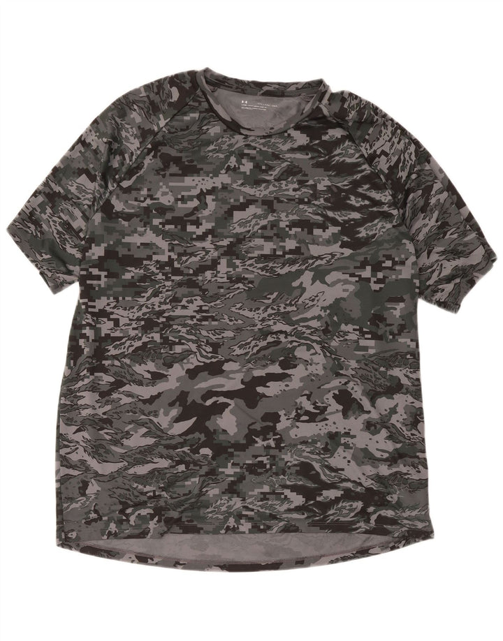 Under Armour Mens T-Shirt Top 2XL Grey Camouflage Polyester