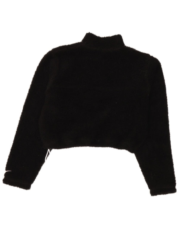 Nike Womens Oversized Crop Zip Neck Fleece Jumper UK 10 Small Black