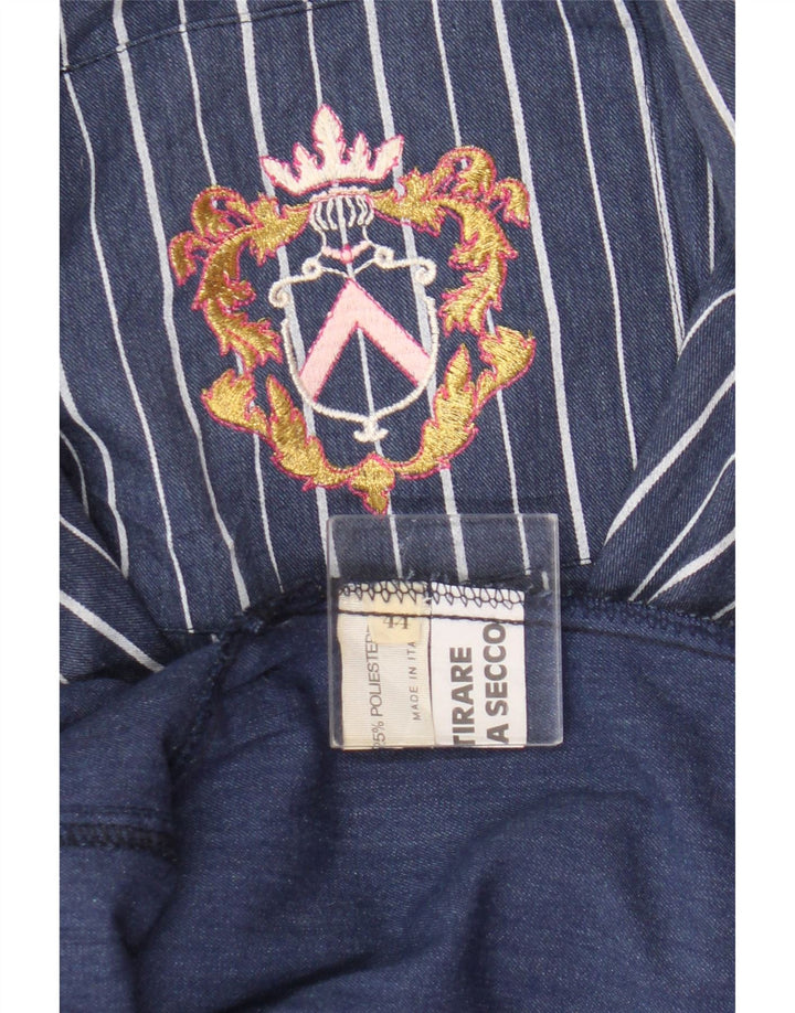 Vintage Womens Oversized Longline Blazer Jacket IT 44 Medium Blue Striped