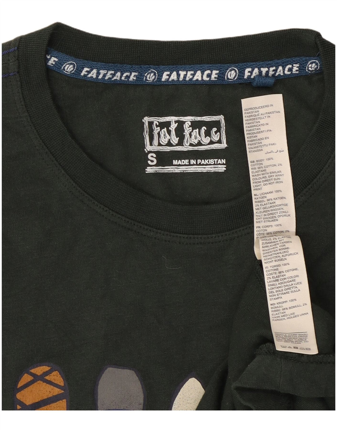 Fat Face Mens Graphic T-Shirt Top Small Green Cotton