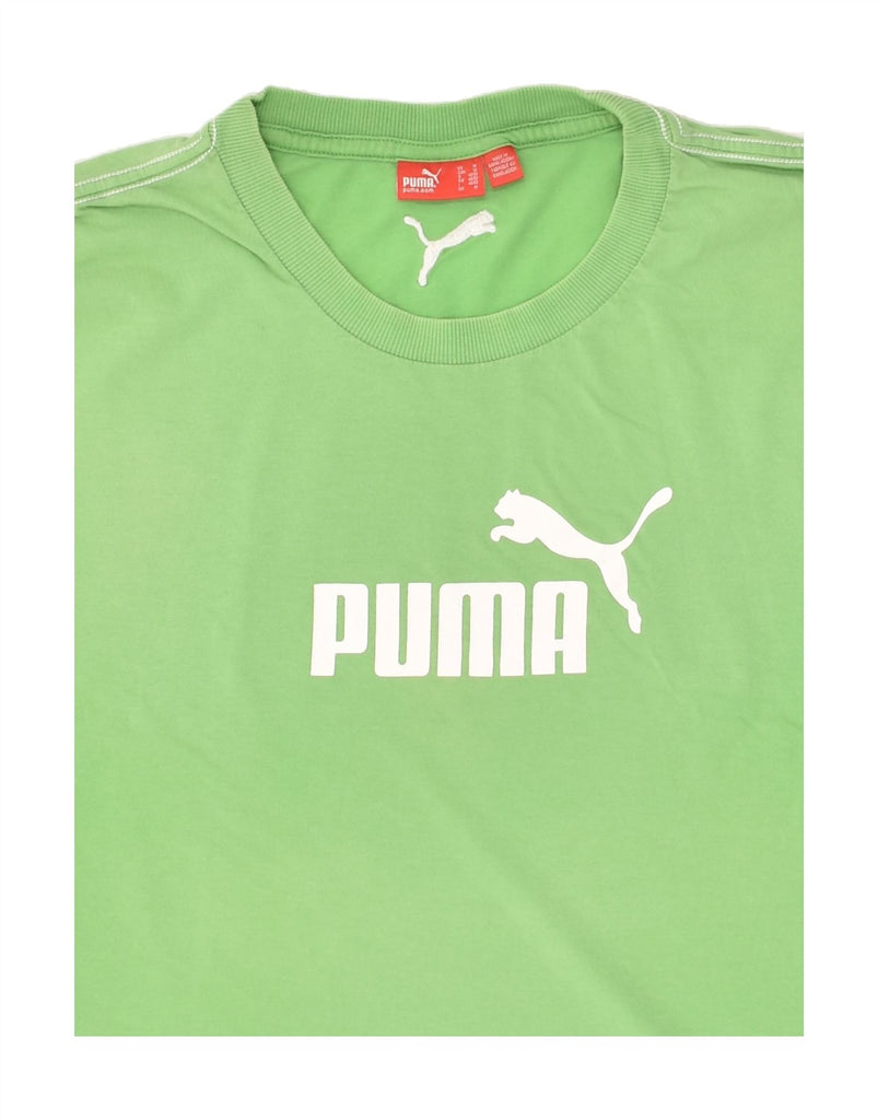 PUMA Mens Graphic T-Shirt Top Medium Green Cotton | Vintage Puma | Thrift | Second-Hand Puma | Used Clothing | Messina Hembry 