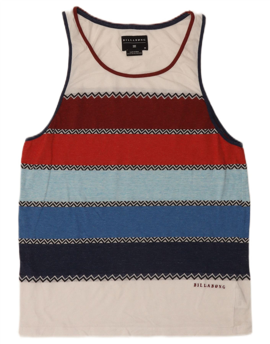 Billabong Mens Vest Top Medium Multicoloured Striped Cotton