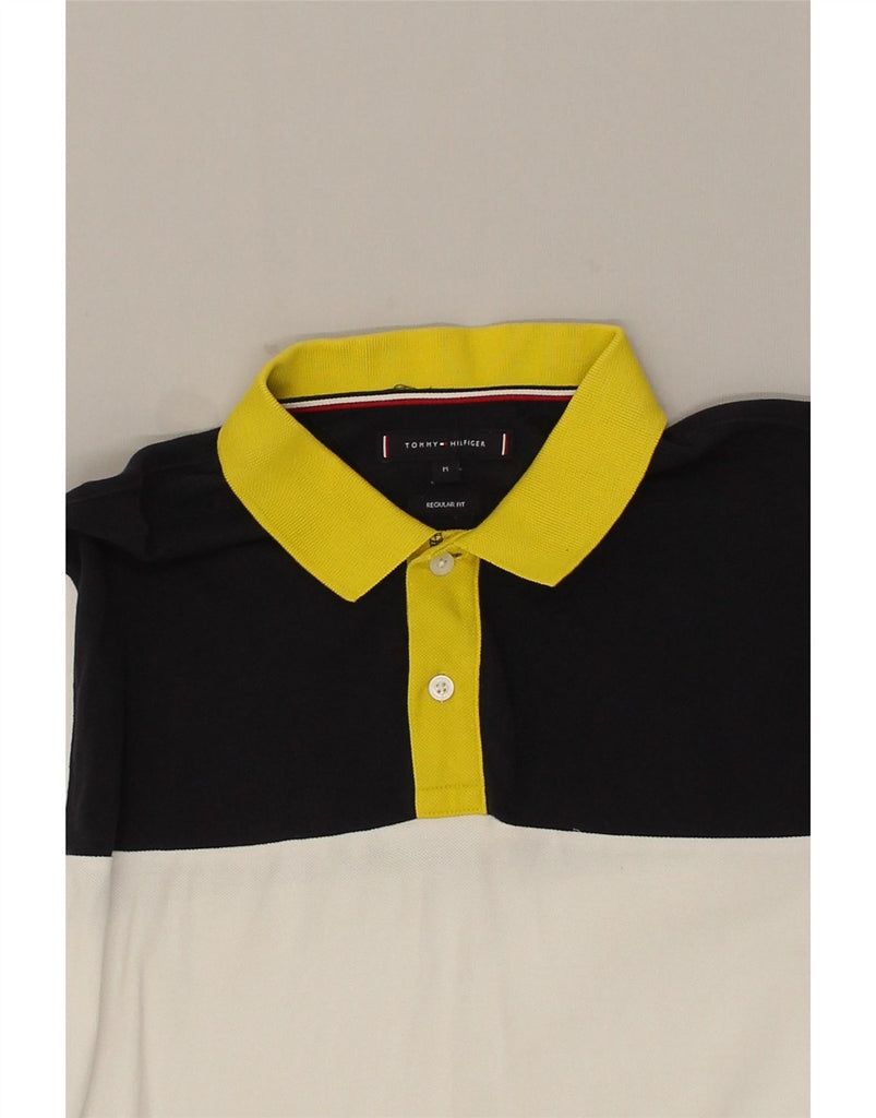 TOMMY HILFIGER Mens Regular Fit Graphic Polo Shirt Medium White Vintage Tommy Hilfiger and Second-Hand Tommy Hilfiger from Messina Hembry 