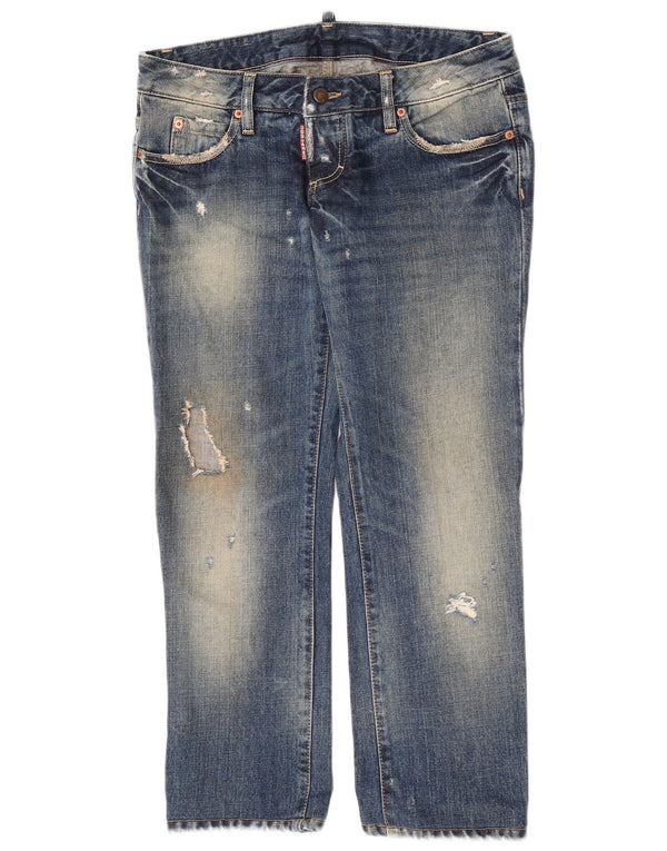 Dsquared Womens Distressed Straight Jeans IT 44 Medium W30 L27 Blue Cotton