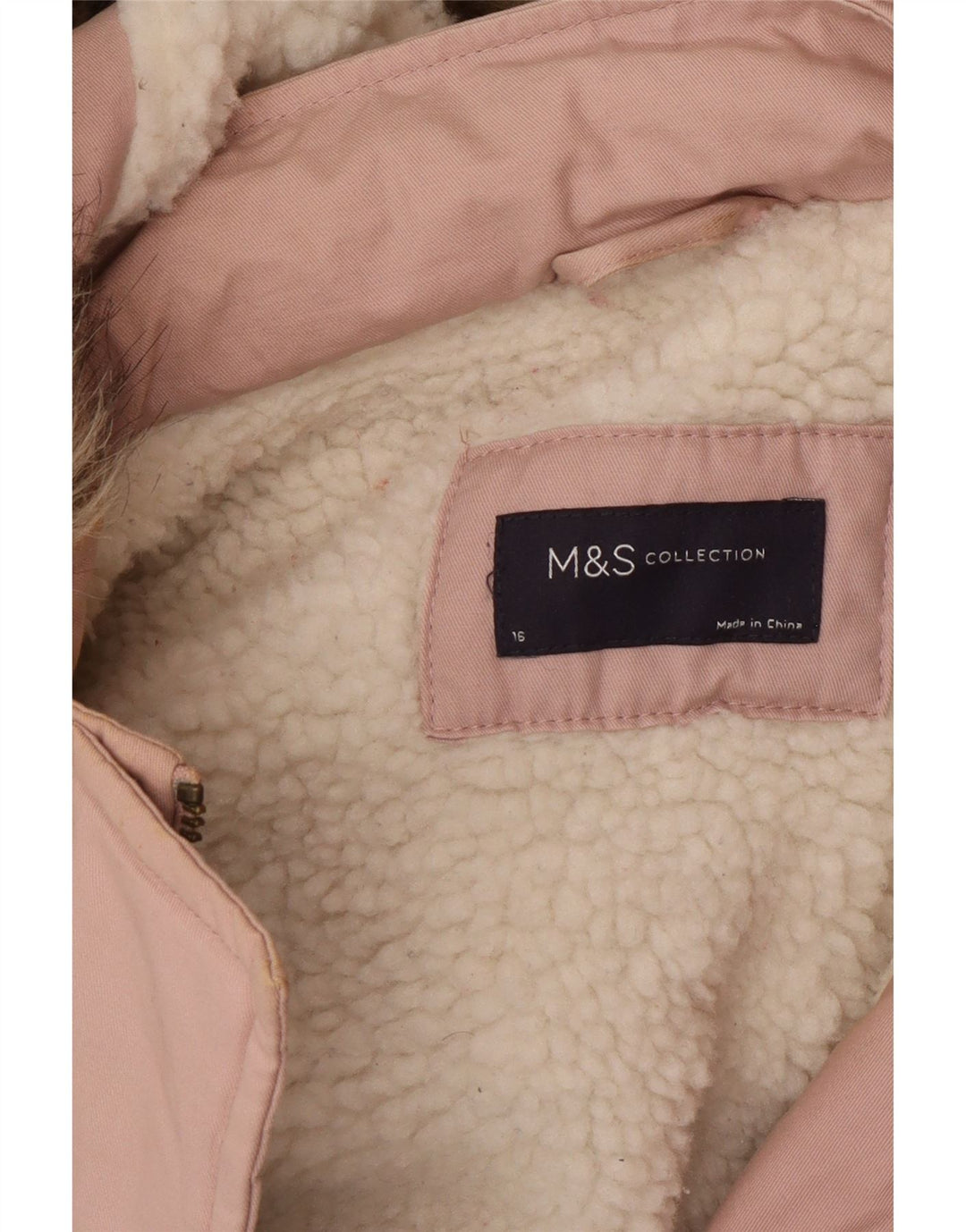 Marks & Spencer Womens Hooded Oversized Parka Jacket UK 16 Large Pink