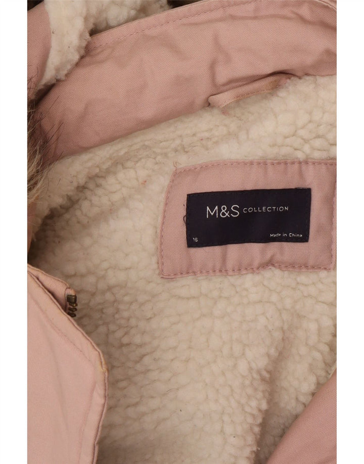 Marks & Spencer Womens Hooded Oversized Parka Jacket UK 16 Large Pink