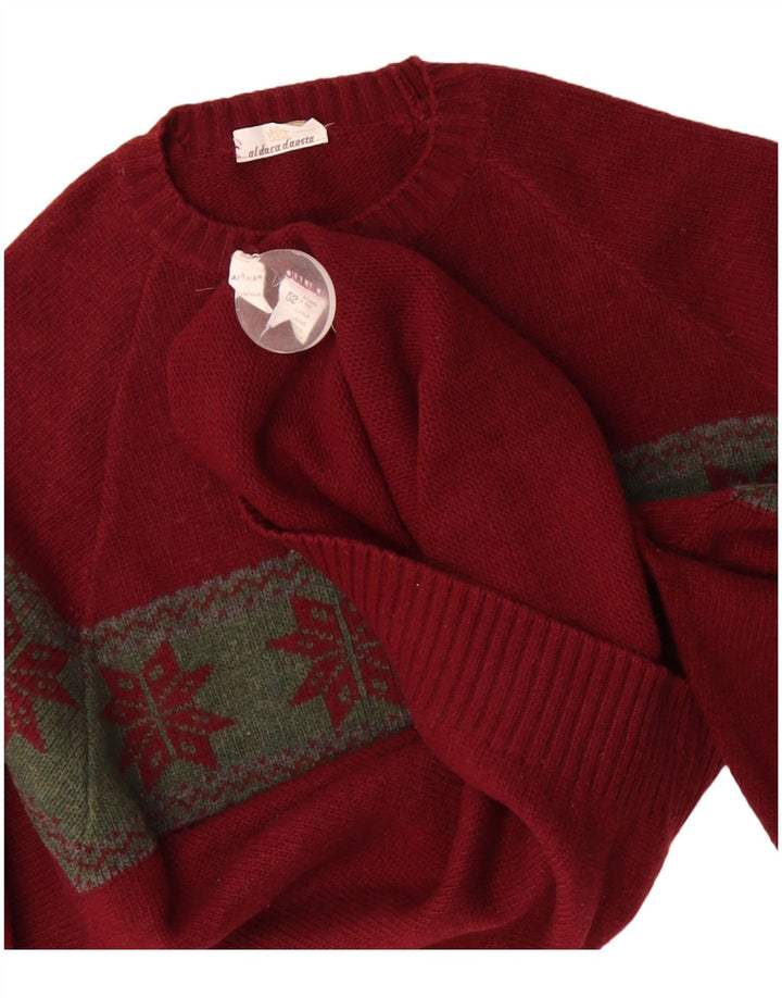 AL DUCA D'AOSTA Mens Crew Neck Jumper Sweater IT 52 Large Maroon Winter