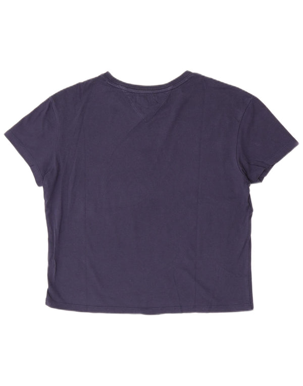 Tommy Hilfiger Womens Graphic T-Shirt Top UK 12 Medium Navy Blue Cotton