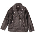 Zara Womens Oversized Faux Leather Biker Jacket UK 10 Small Black Polyester