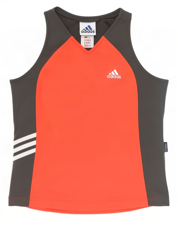 Adidas Girls Climalite Crop Vest Top 15-16 Years Grey Colourblock Polyamide