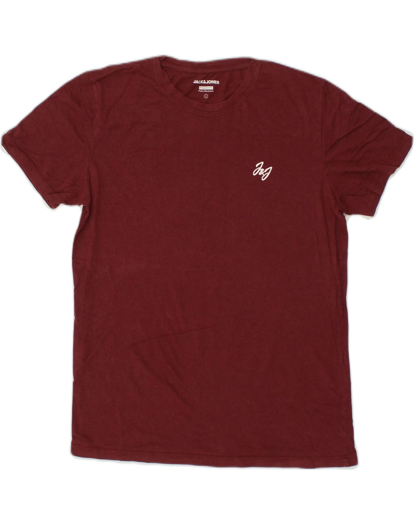 JACK & JONES Mens Regular Fit T-Shirt Top Large Burgundy Cotton | Vintage Jack & Jones | Thrift | Second-Hand Jack & Jones | Used Clothing | Messina Hembry 