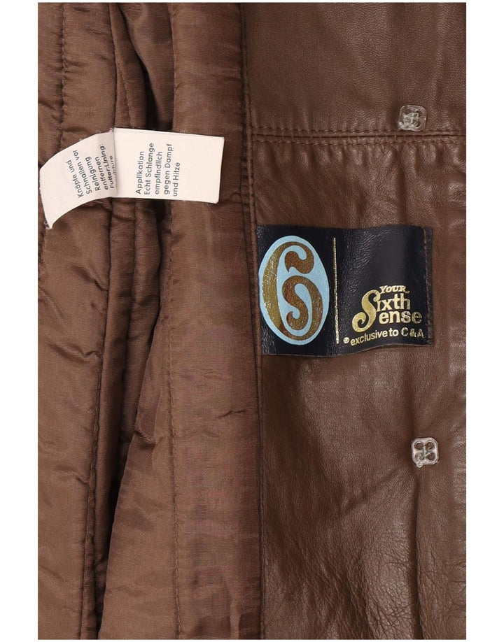 Your Sixth Sense Womens Leather Coat UK 16 Large Brown