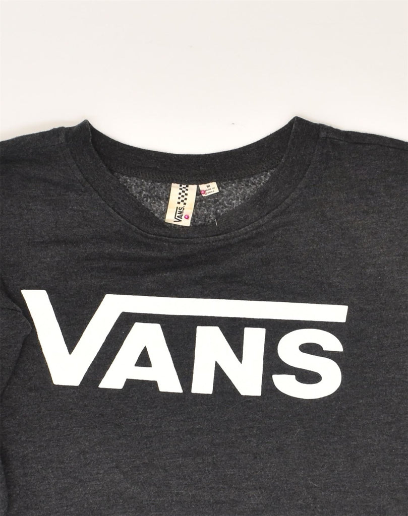 VANS Womens Graphic Sweatshirt Jumper UK 14 Medium Grey Cotton | Vintage Vans | Thrift | Second-Hand Vans | Used Clothing | Messina Hembry 