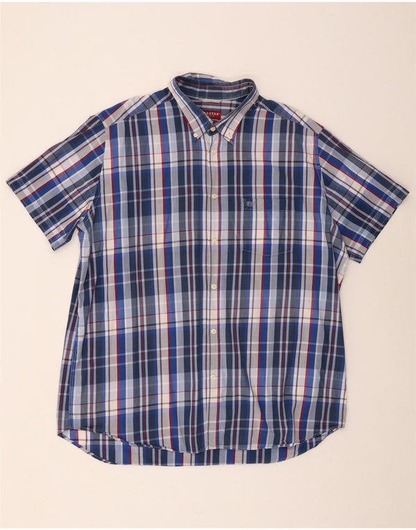 Carrera Mens Short Sleeve Shirt 3XL Blue Check Cotton