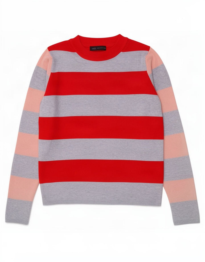 Marks & Spencer Womens Top Long Sleeve UK 10 Small Multicoloured Striped