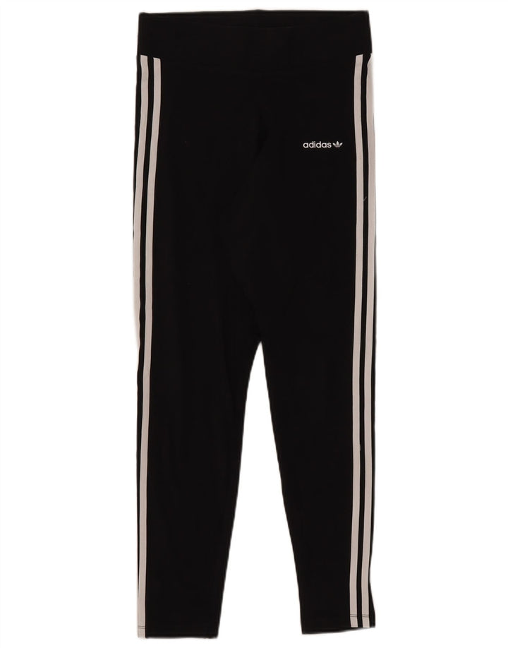 ADIDAS Womens Leggings UK 14 Medium Black Cotton