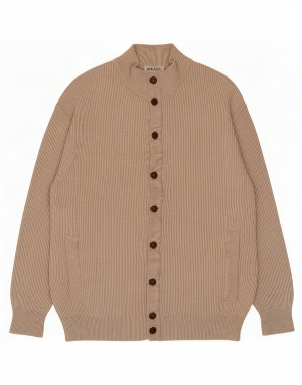 Lana Gatto Mens Cardigan Sweater Large Beige Wool