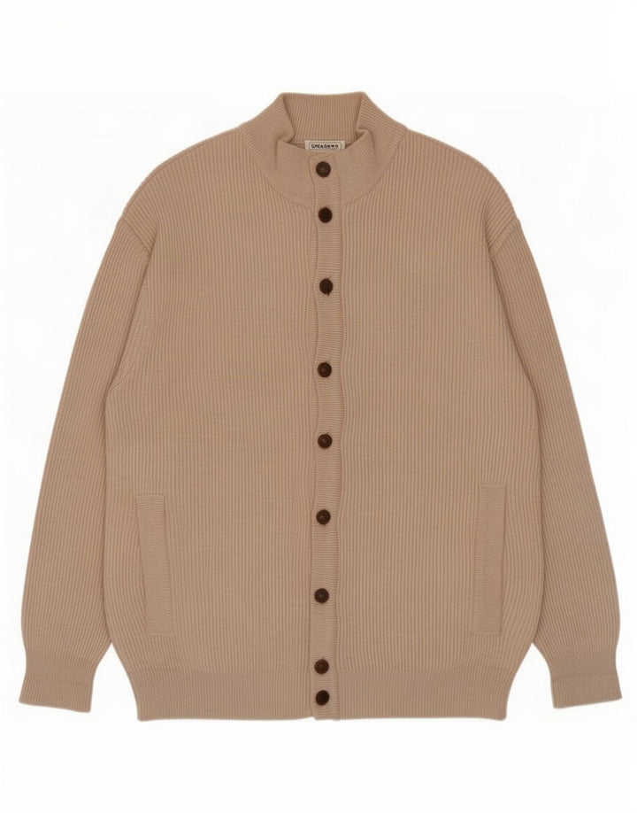Lana Gatto Mens Cardigan Sweater Large Beige Wool