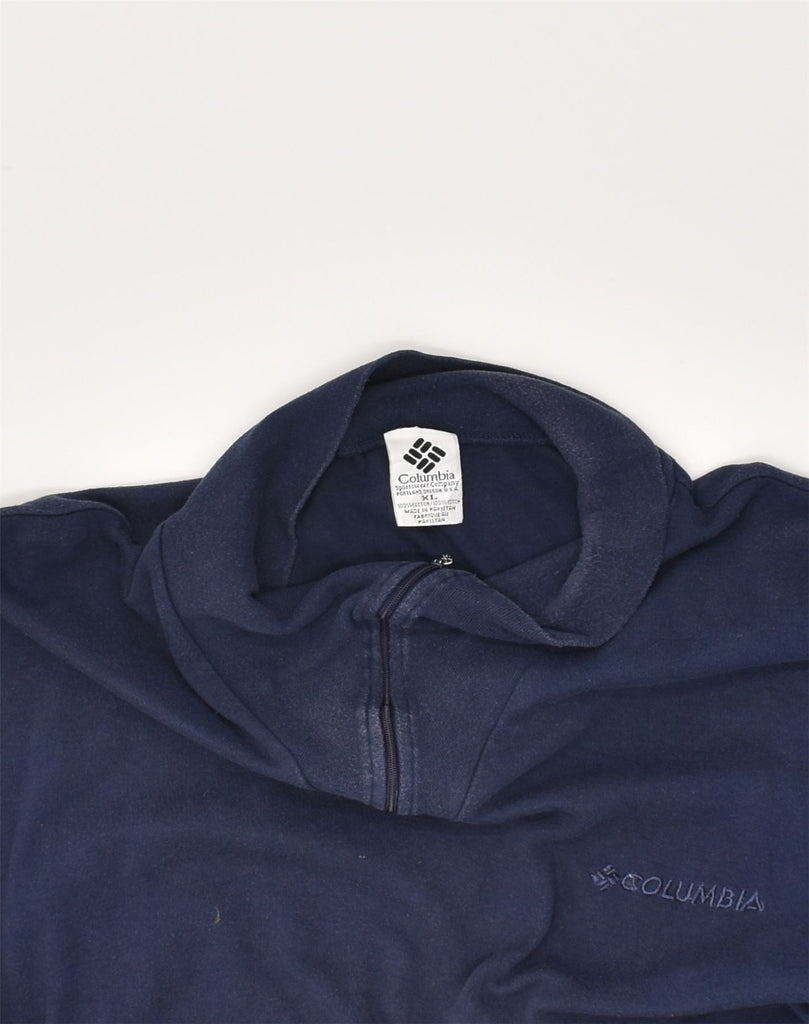 COLUMBIA Mens Slim Zip Neck Top Long Sleeve XL Navy Blue Cotton | Vintage Columbia | Thrift | Second-Hand Columbia | Used Clothing | Messina Hembry 