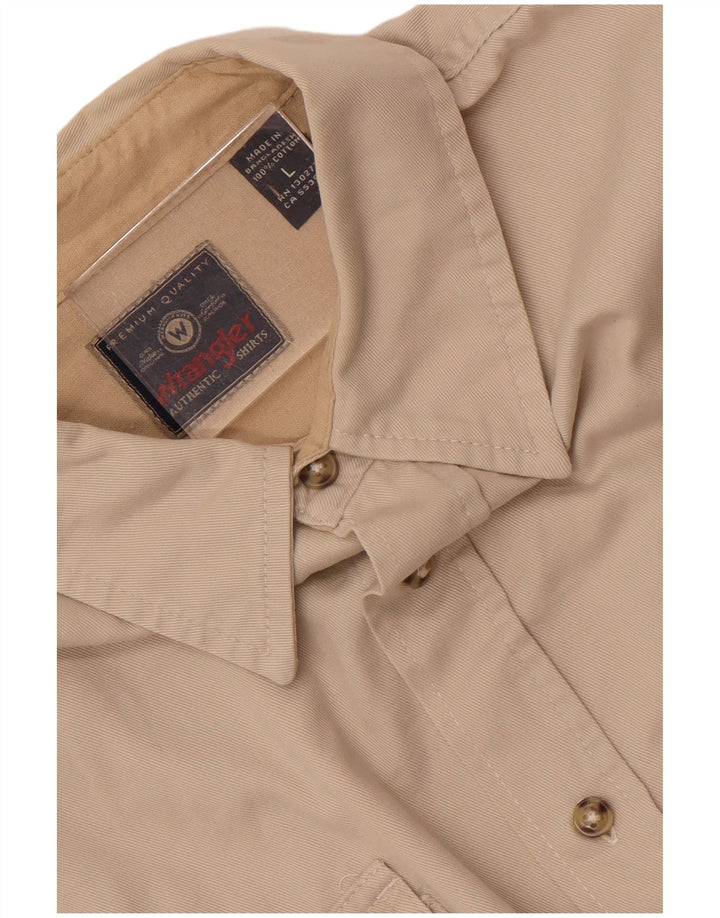 Wrangler Mens Shirt Large Off White Cotton