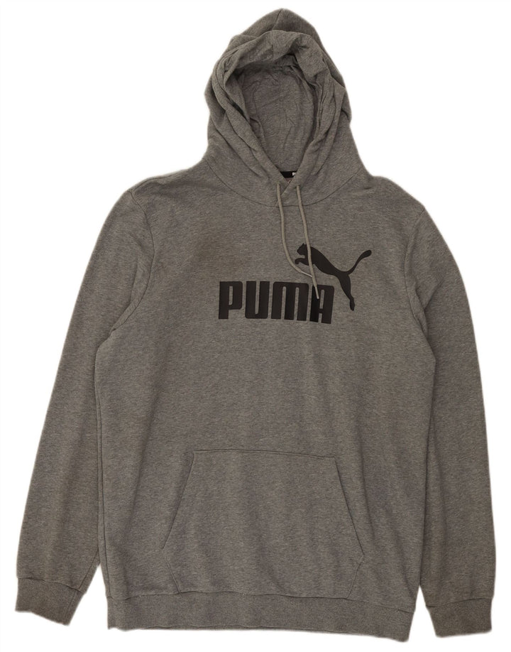 Puma Mens Graphic Hoodie Jumper Large Grey Cotton