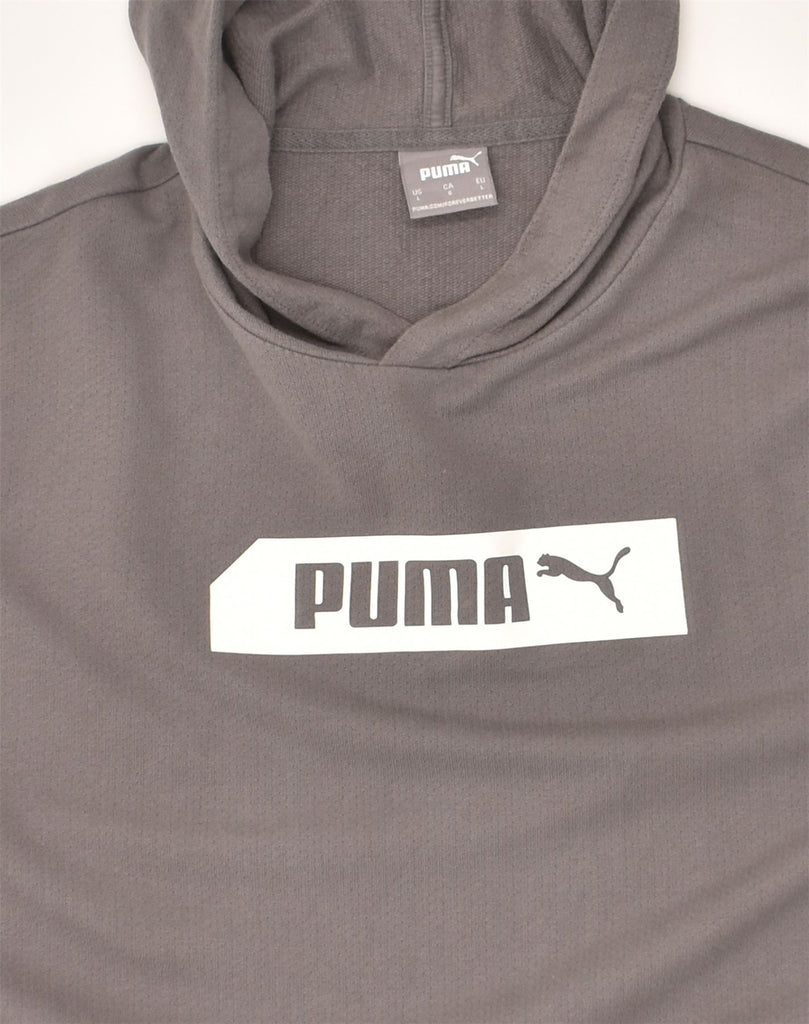 PUMA Mens Hoodie Jumper Large Grey Cotton | Vintage Puma | Thrift | Second-Hand Puma | Used Clothing | Messina Hembry 