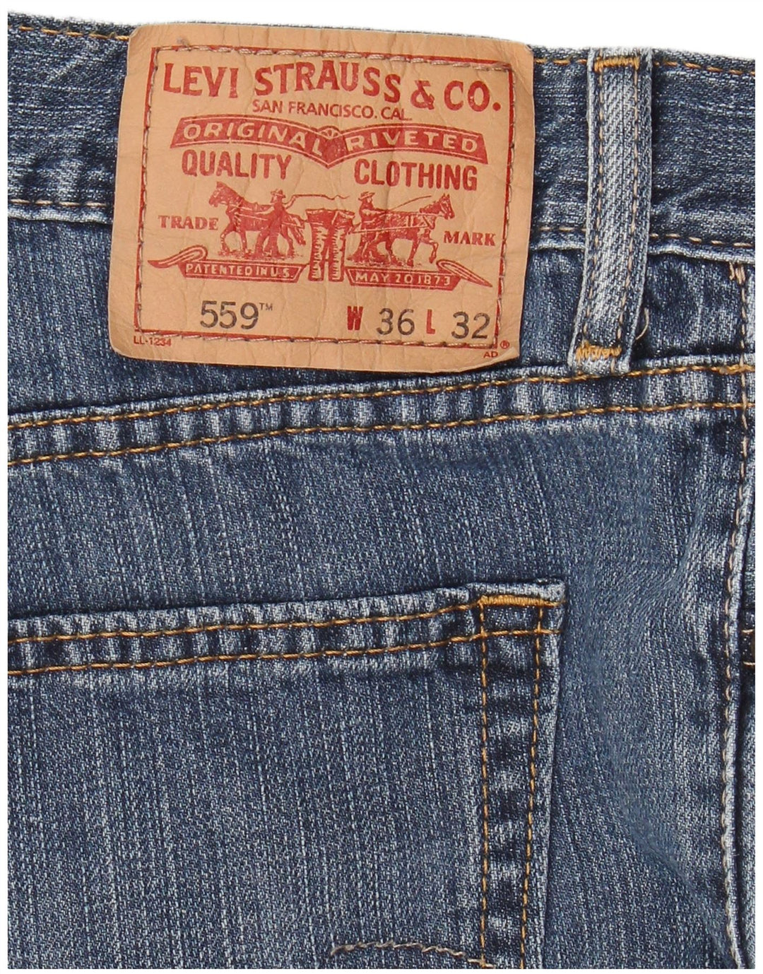 LEVI'S Mens 559 Relaxed Fit Straight Jeans W36 L32 Blue Cotton