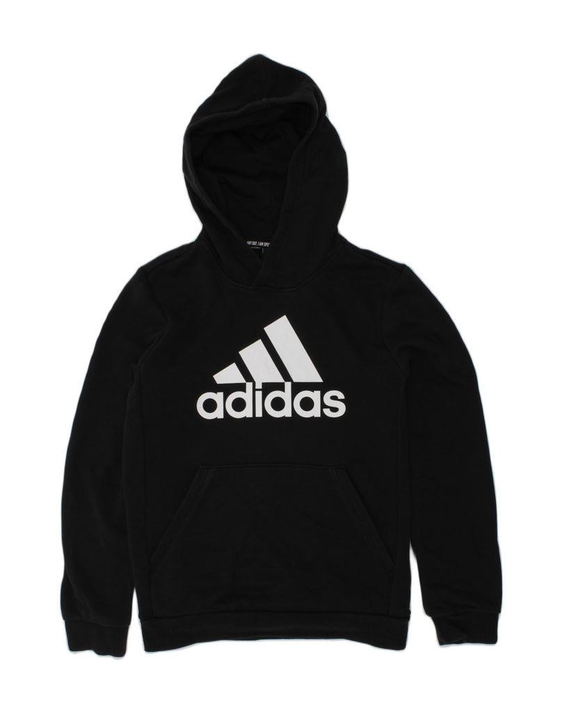 ADIDAS Boys Graphic Hoodie Jumper 11-12 Years Black Cotton | Vintage Adidas | Thrift | Second-Hand Adidas | Used Clothing | Messina Hembry 