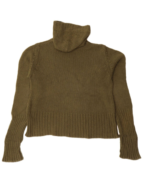 Zara Womens Hooded Oversized Jumper Sweater UK 14 Medium Green Acrylic