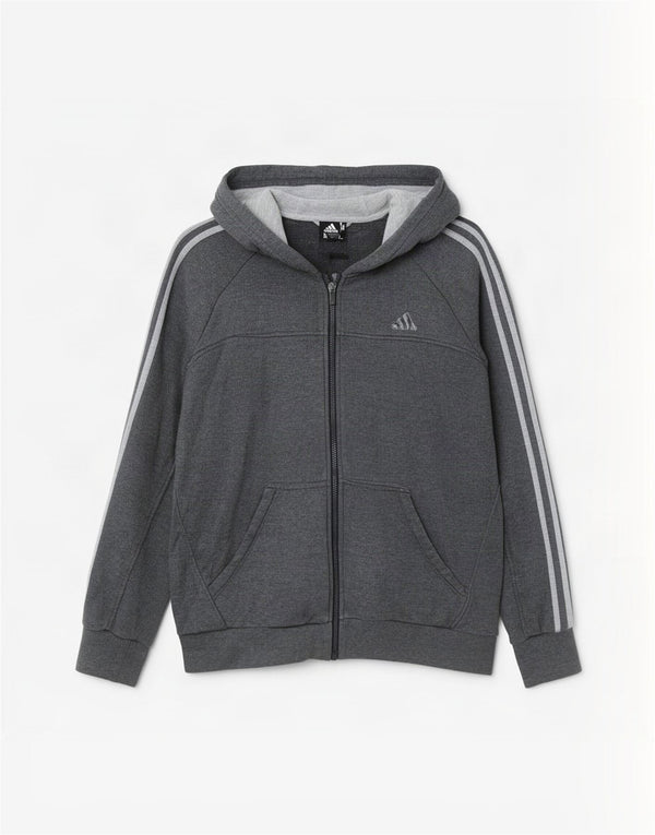 Adidas Mens Zip Hoodie Sweater Medium Grey Cotton