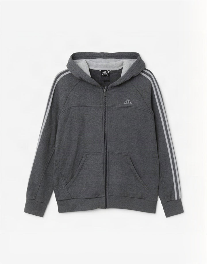 Adidas Mens Zip Hoodie Sweater Medium Grey Cotton