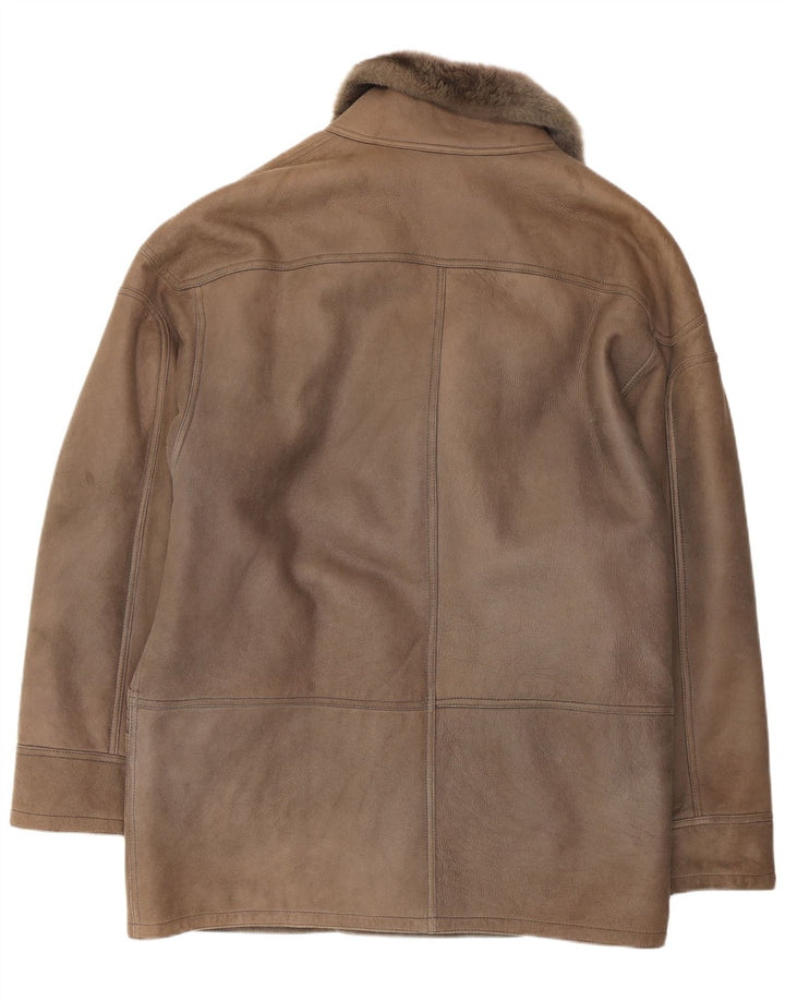 Vintage Mens Shearling Jacket IT 52 XL Brown
