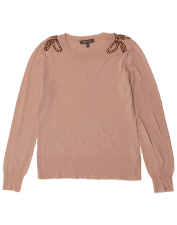 Oasis Womens Boat Neck Jumper Sweater UK 10 Small Pink Viscose
