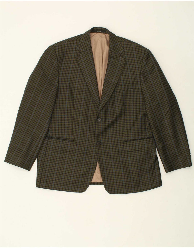 VINTAGE Mens 2 Button Blazer Jacket Size 27 XL Green Check Wool Vintage Vintage and Second-Hand Vintage from Messina Hembry 