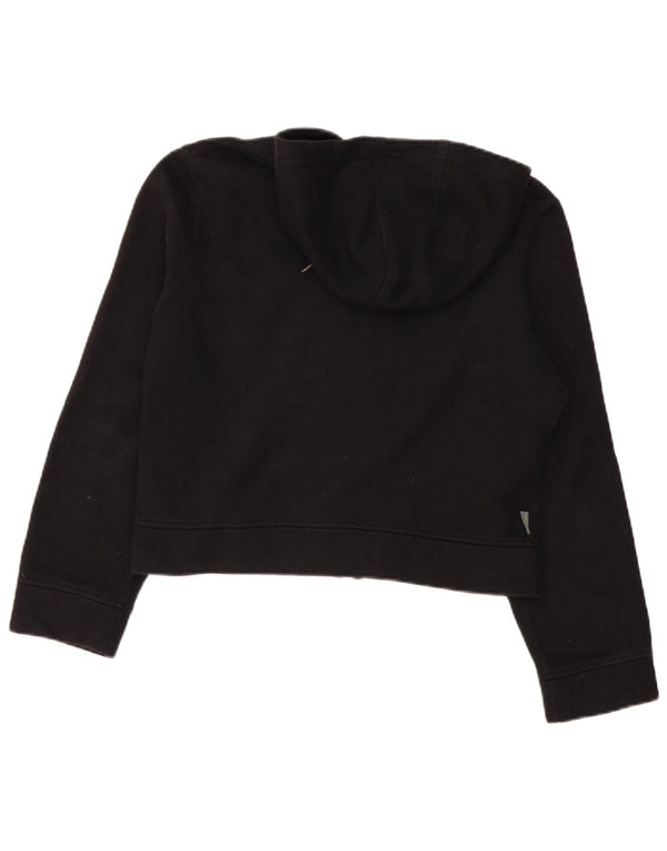 Reebok Womens Crop Zip Hoodie Sweater UK 14 Medium Black Cotton