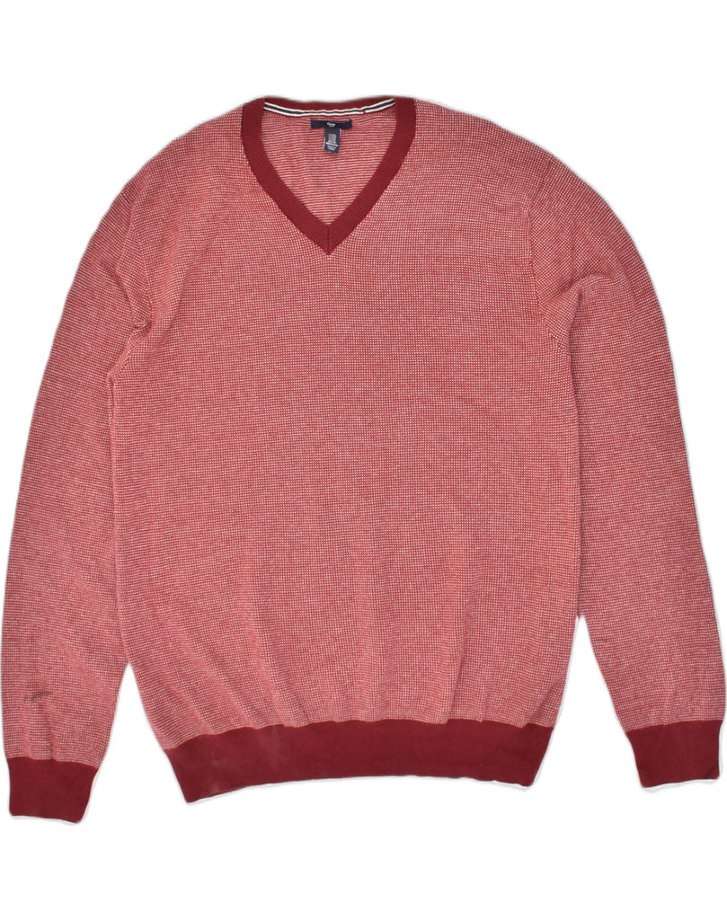 GAP Mens V-Neck Jumper Sweater 2XL Red Cotton | Vintage Gap | Thrift | Second-Hand Gap | Used Clothing | Messina Hembry 