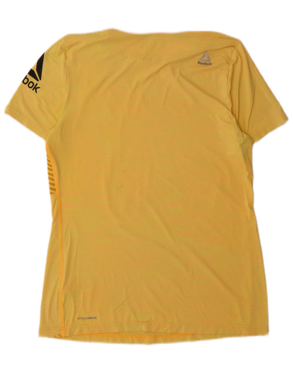Reebok Womens Graphic T-Shirt Top UK 16/18 Large Yellow Nylon
