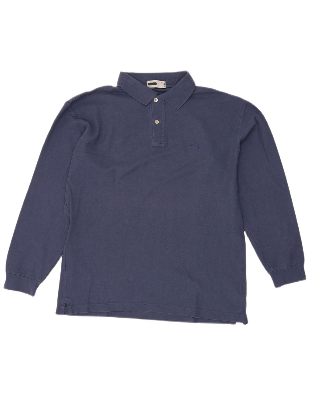 FILA Mens Long Sleeve Polo Shirt IT 50 Medium Blue Cotton
