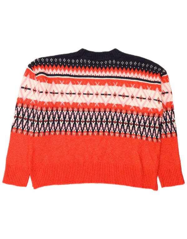 Marks & Spencer Womens Crew Neck Jumper Sweater UK 16 Large Red Fair Isle