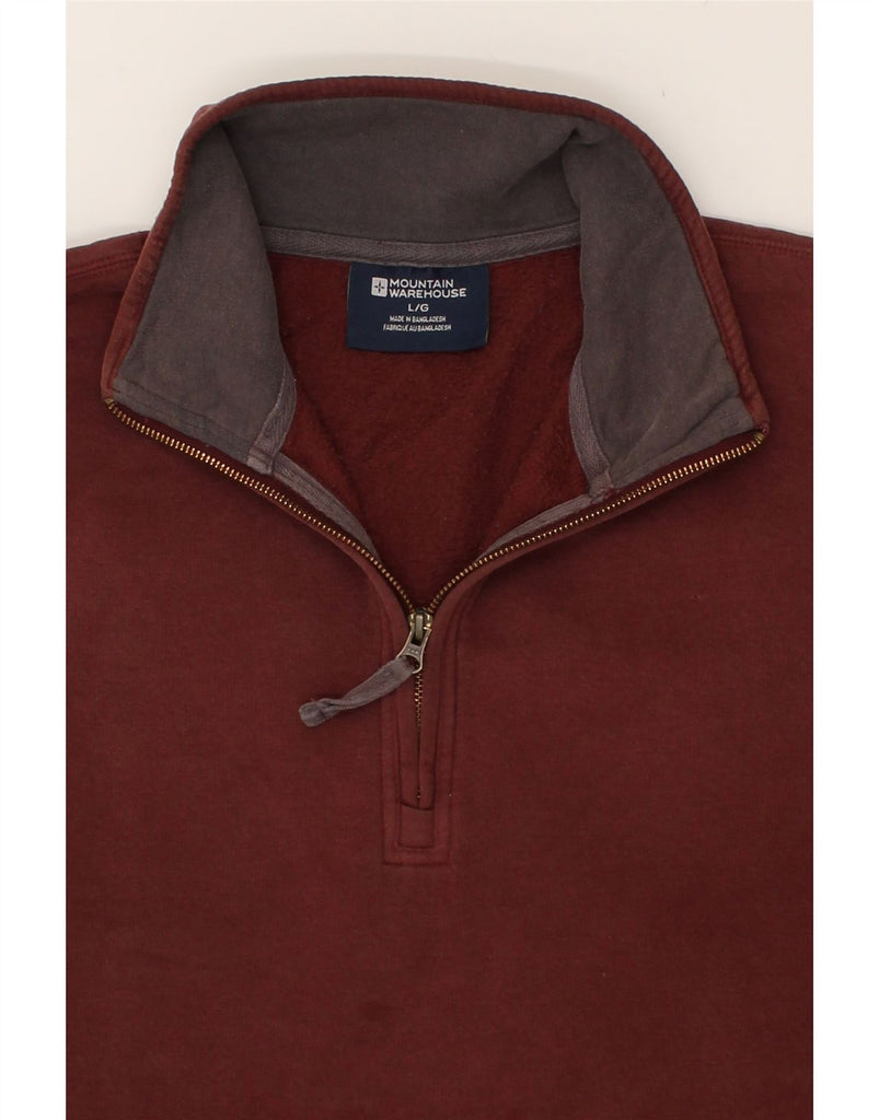 MOUNTAIN WAREHOUSE Mens Zip Neck Sweatshirt Jumper Large Maroon Cotton | Vintage Mountain Warehouse | Thrift | Second-Hand Mountain Warehouse | Used Clothing | Messina Hembry 
