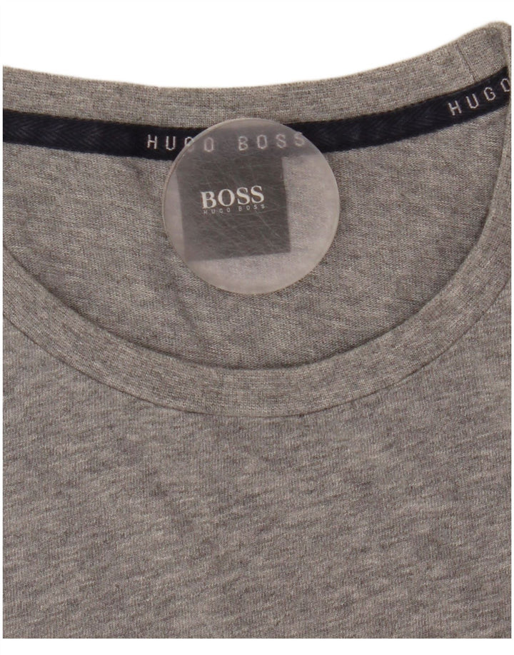 Hugo Boss Mens Graphic Top Long Sleeve Medium Grey Flecked Cotton