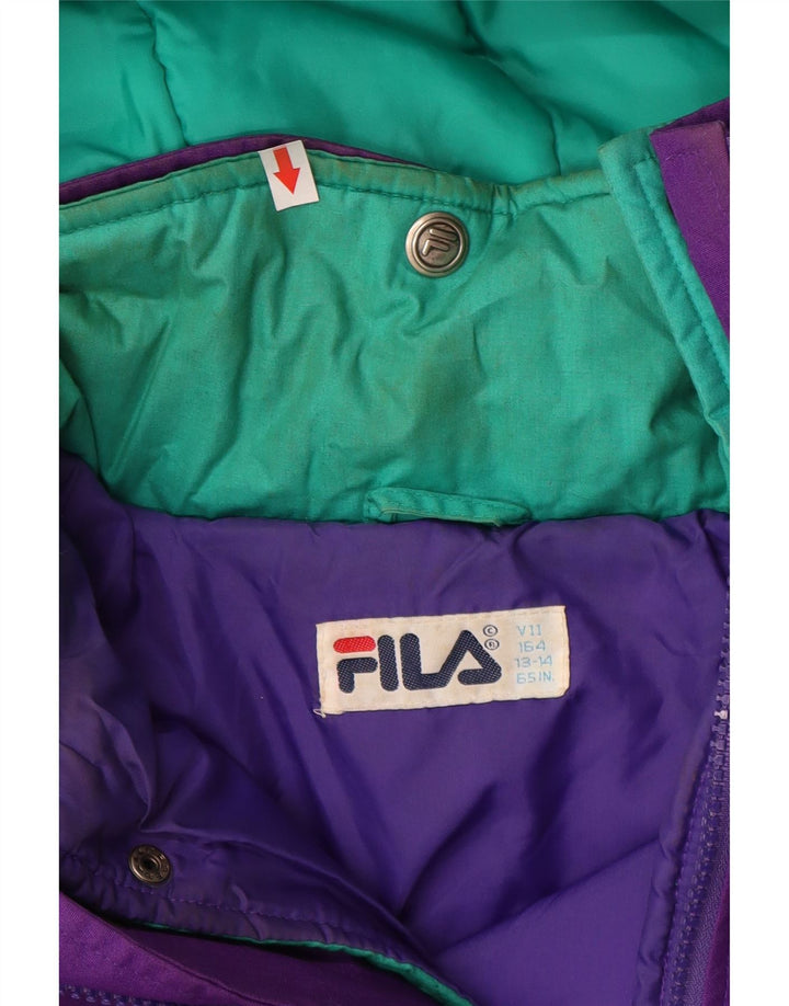 Fila Boys Hooded Ski Jacket 13-14 Years Purple Colourblock Polyester