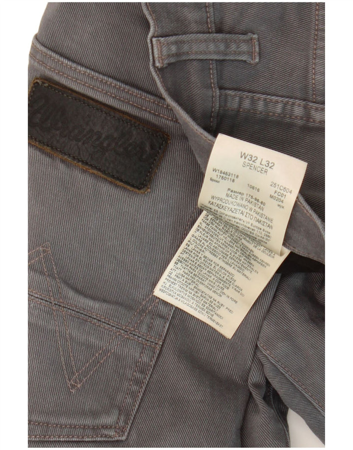 WRANGLER Mens Spencer Straight Jeans W32 L32 Grey Cotton