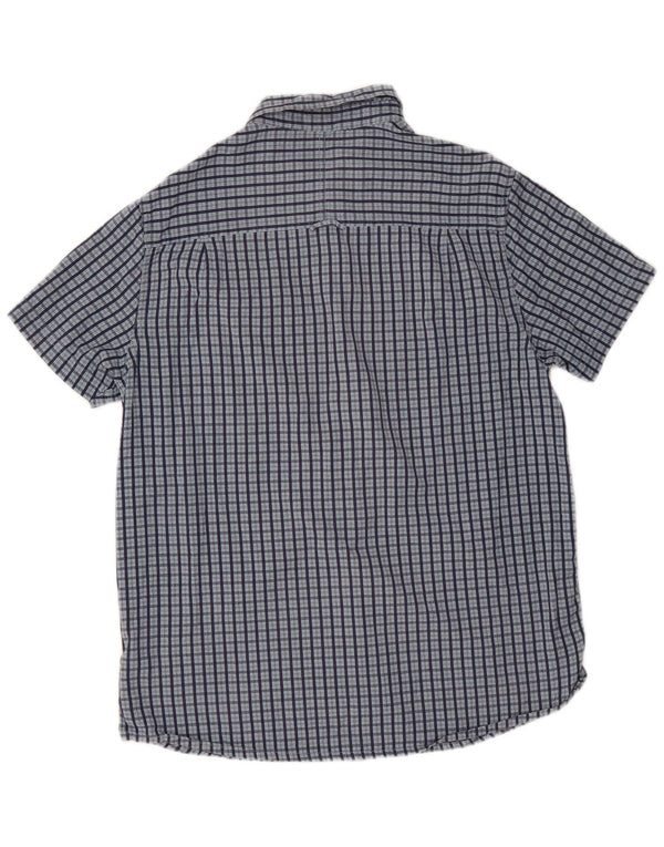 Mountain Warehouse Mens Short Sleeve Shirt Large Navy Blue Check Cotton