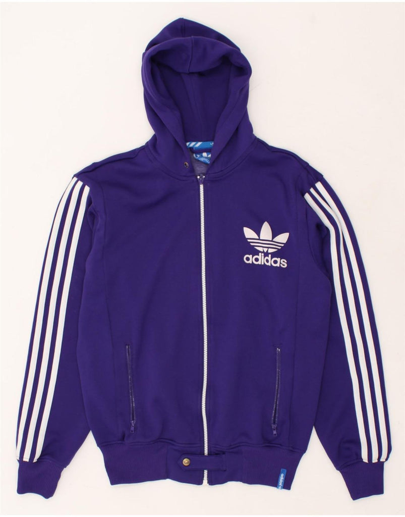 ADIDAS Mens Graphic Zip Hoodie Sweater Medium Purple Polyester | Vintage Adidas | Thrift | Second-Hand Adidas | Used Clothing | Messina Hembry 